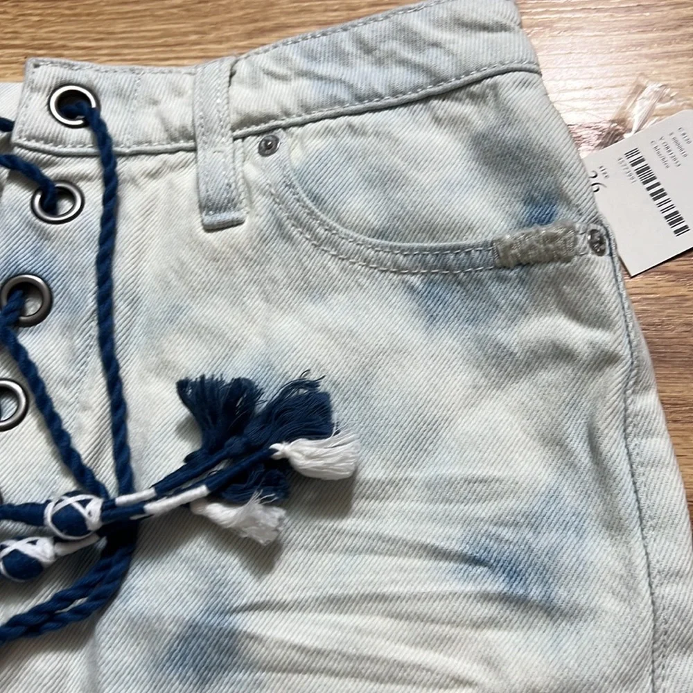 Free People Tie Front Jean denim Skirt size 26 - Picture 9 of 16